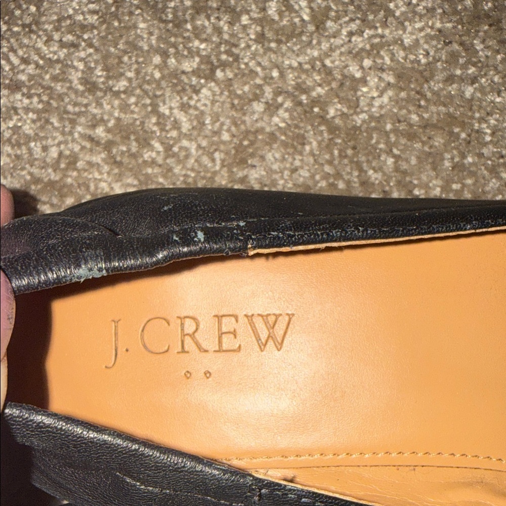 J. Crew Black Leather Low Block Heel Ballet Pumps - size 7 - Picture 6 of 7